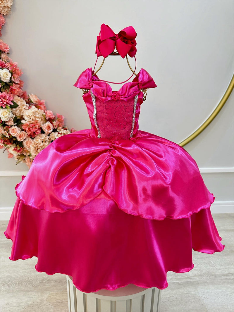 Fantasia Infantil Menina Princesa Aurora Bela Adormecida Barbie Pink Luxo Festa